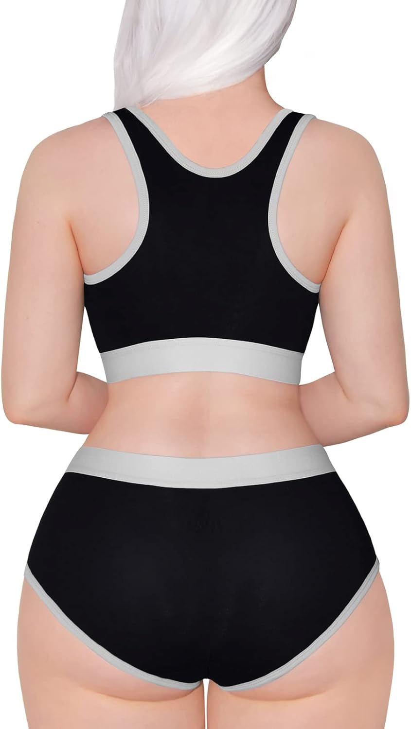 Littleforbig Women Cotton Camisole and Panties Sports loungewear Bralette Set - Let's Play Gamer Girl