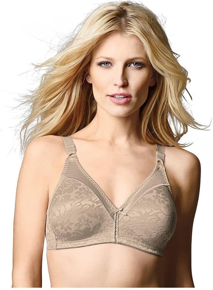 Bali Women's Wireless Lace Bra, Double Support Lace Bras for Women, Stay-in-Place Straps, Full Coverage, Comfortable