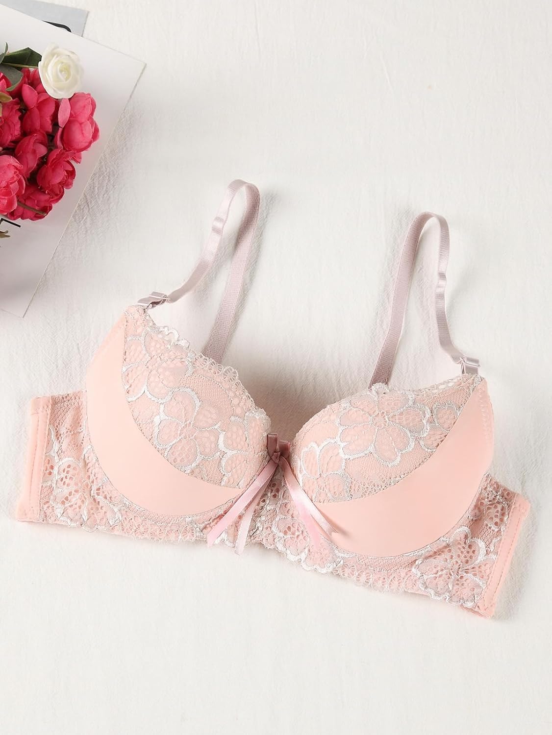 Women's Exotic Lingerie Sets Floral Mesh Lace Full Cover Underwire Push Up Bra and Panty Set 2 Piece Lingerie Set