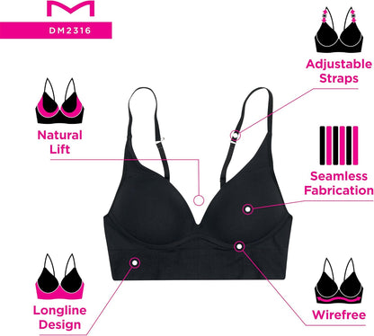 Maidenform Women's Push-up Bra, M Seamless Lift Longline Bralettes Bras for Women, Seamless, Convertible (Plus Sizes, Too)