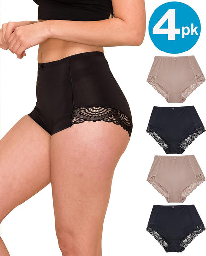 Barbra Lingerie Womens Briefs Underwear Tummy Control Panties S-Plus Size 4 Pack Girdle Panty