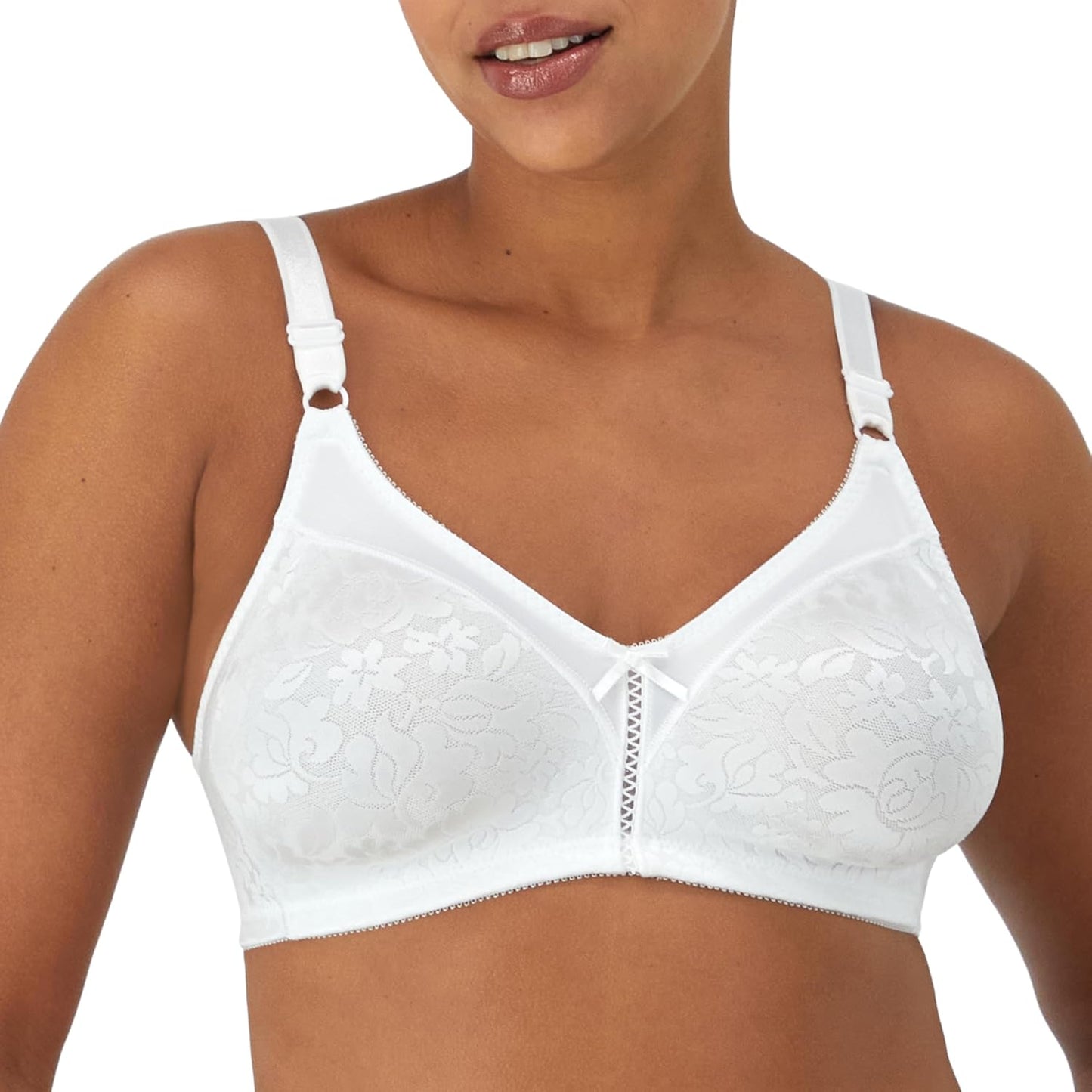 Bali Women's Wireless Lace Bra, Double Support Lace Bras for Women, Stay-in-Place Straps, Full Coverage, Comfortable