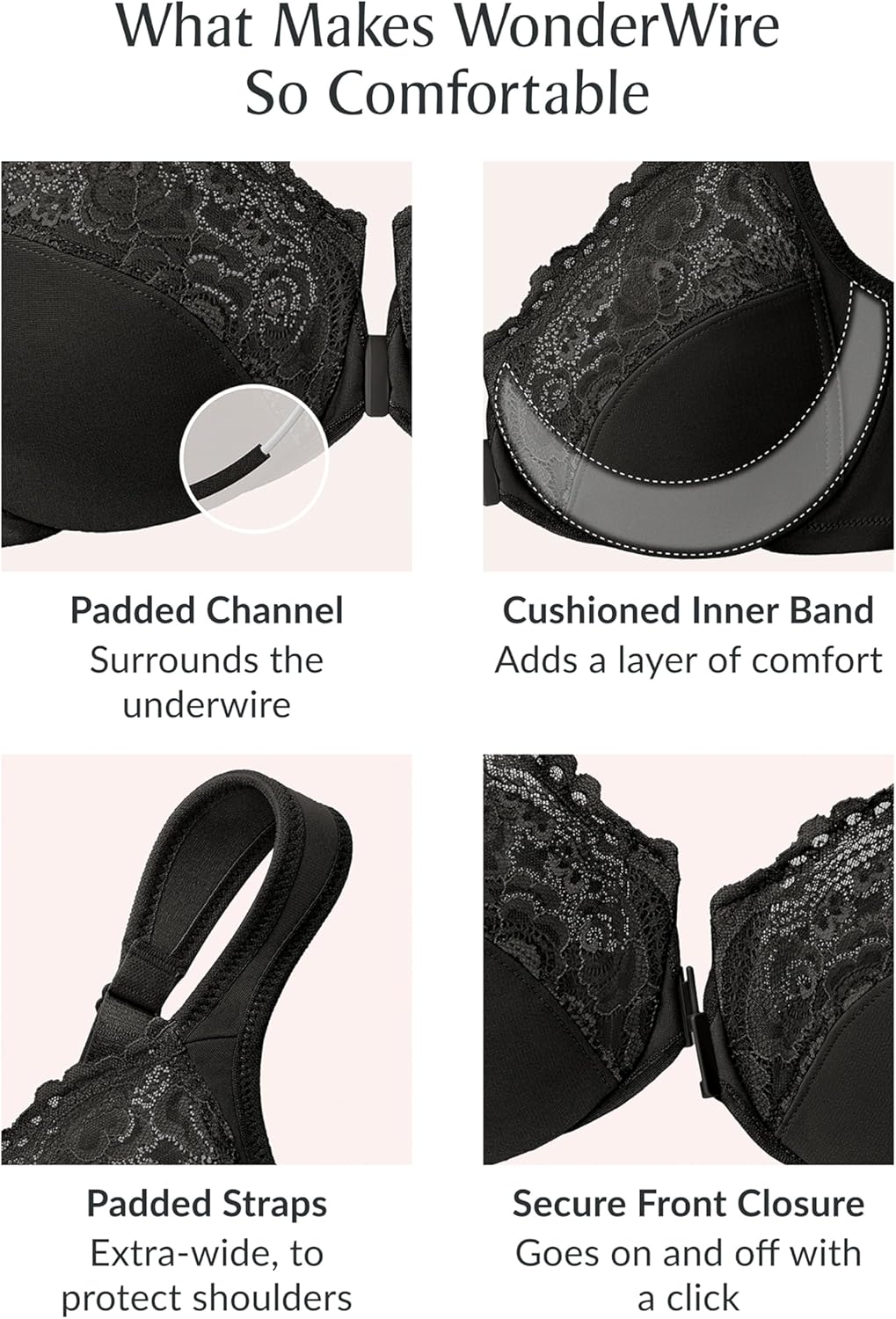 Glamorise Full Figure Plus Size Wonderwire Front-Closure Bra Underwire #1245