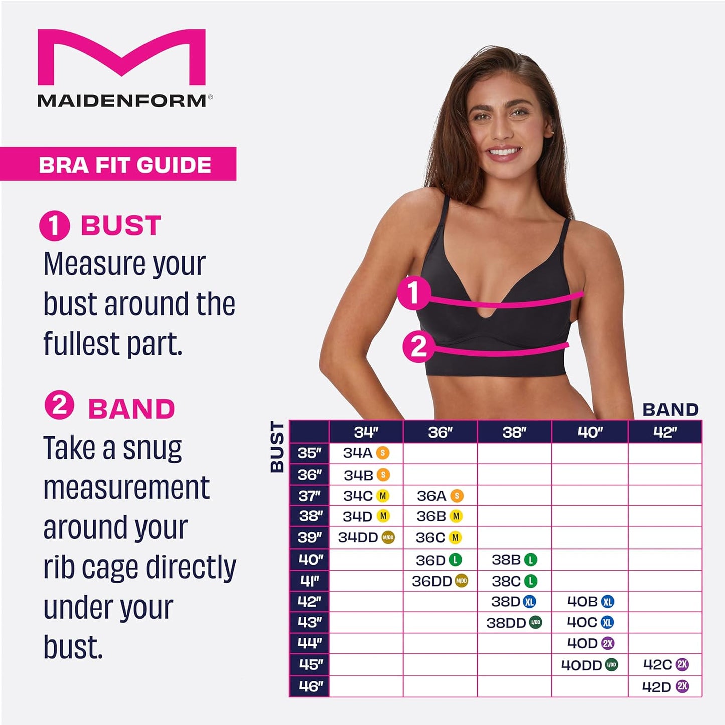 Maidenform Women's Push-up Bra, M Seamless Lift Longline Bralettes Bras for Women, Seamless, Convertible (Plus Sizes, Too)